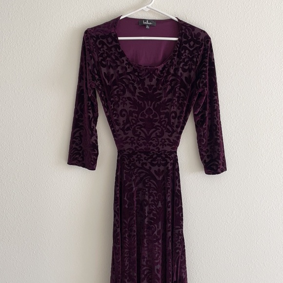 Perfect Night Plum Purple Velvet Print Maxi Dress - Picture 6 of 14